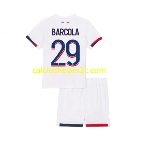 Paris Saint Germain Bradley Barcola 29 Bambino Maglia Trasferta 2024/2025 Manica Corta